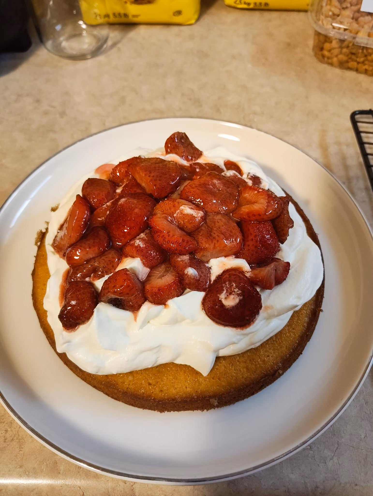 Cake with strawberries on top